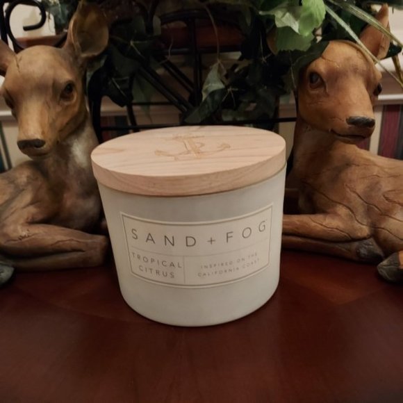 Sand & Fog Tropical Citrus 12 Oz. Candle Decorative Wood Top NWT - Picture 2 of 8